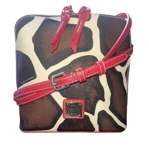Dooney & Bourke Giraffe Print Crossbody with Red Leather Trim